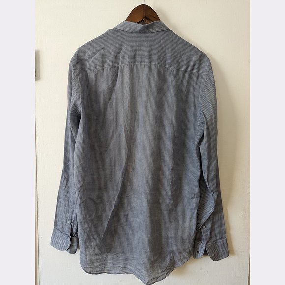 GIORGIO ARMANI - Thin zigzag print snap buttons shirt- Sz 40 (15.75) - Picture 4 of 13